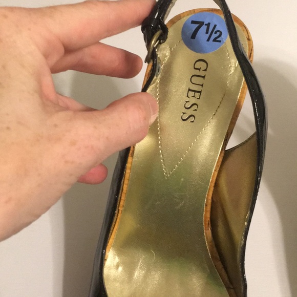 Black and cork sling back heels - Picture 7 of 7